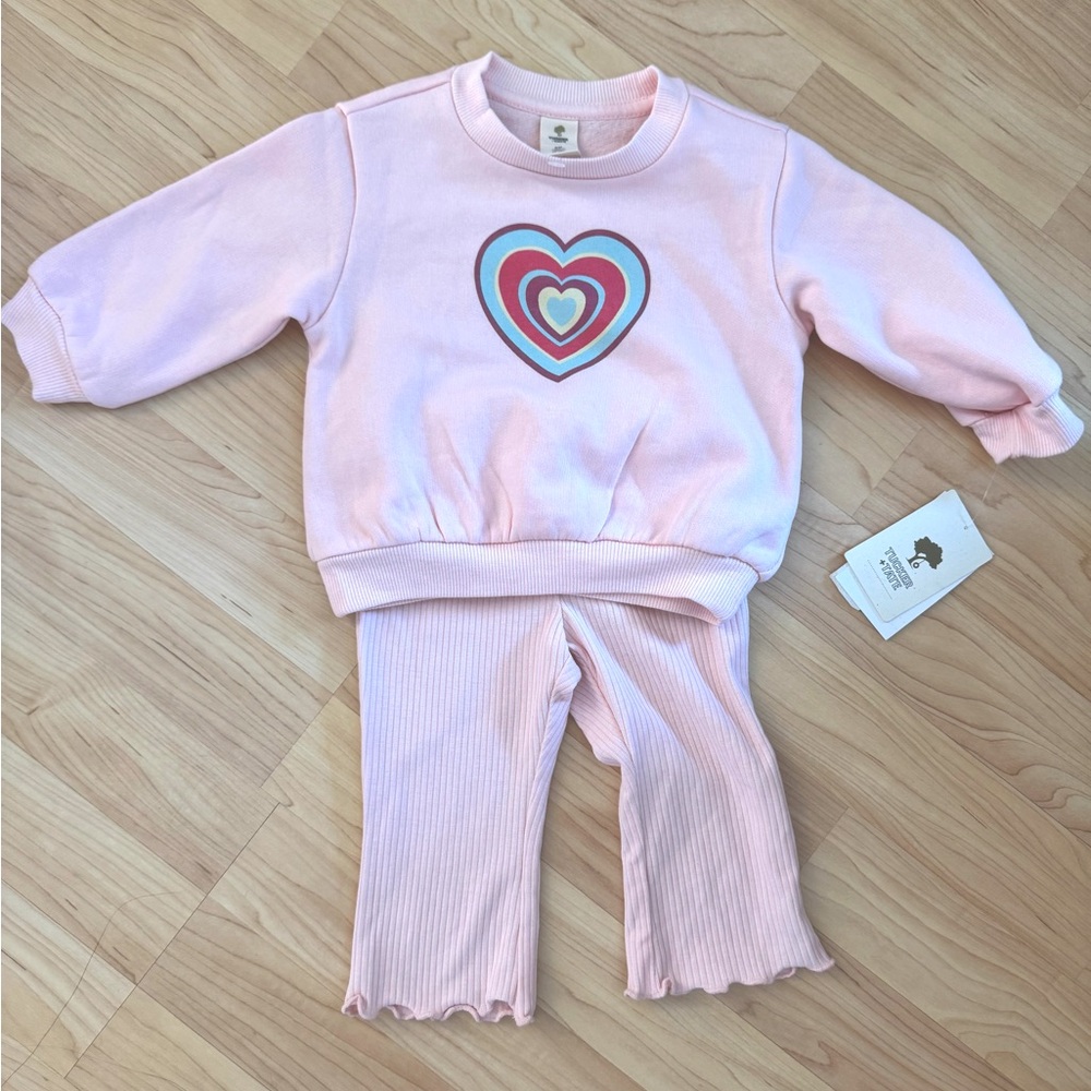 Tucker + Tate Pink English Pop Heart sweatshirt and leggings 6M NWT, Nordstrom